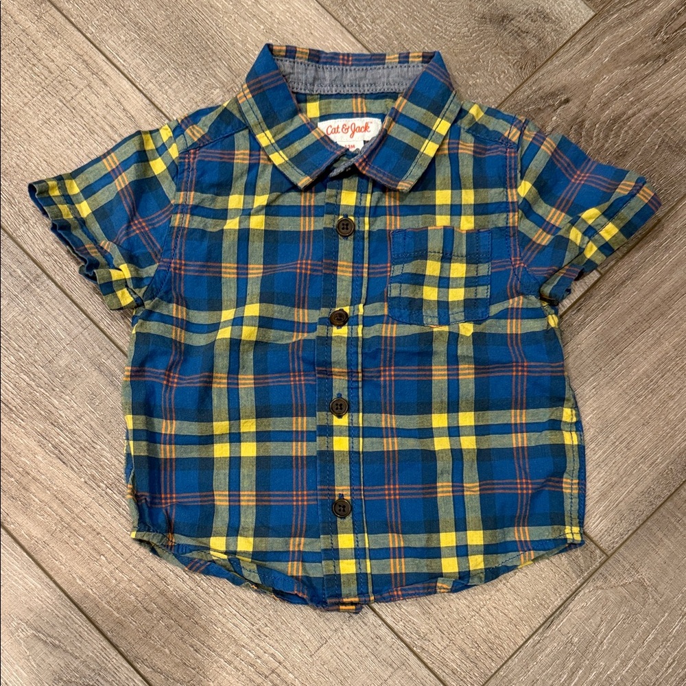 Cat & Jack Kids Blue and Yellow Plaid Button-Down Shirt